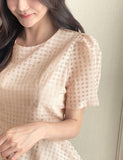 Ravidol See-through Check Puff Blouse