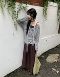 Navel Chiffon Banding Maxi Skirt