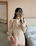 Eloni satin tie blouse