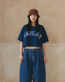 [AG.W] Applique Crop Half Tee