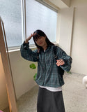 [unisex] Dorico Check Hood String Wind Jacket