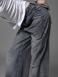 Back pocket wide denim pants