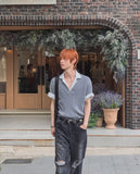 Arno Half-zip Ribbed Short-sleeve Knit