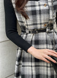 Kyuren Polar Knit Check Bustier One Piece Set (Belt Set)