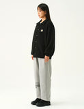 Flower Dot Embroidery Stadium Varsity Jacket