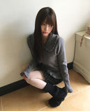 Chomin Frill Collar Knit Cardigan