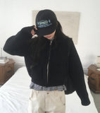 Duon Raglan Pocket Collar Knit Zip-up