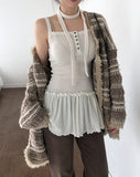 Tiz Button Ruffle Layered Sleeveless Scarf Set