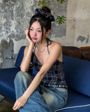 Wiz Strap Check Blouse Scrunch Set