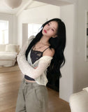 Louve Slub Knit Hooded Cardigan