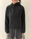 Hion high neck button hooded zip-up