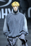 Paneled Denim Sweatshirt