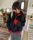 Behi Check Color Matching Hood Windbreaker