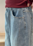 Dronghin Dart Washing Denim Wide Pants