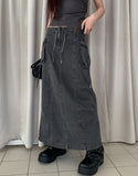 Pigmented Rope Cut Cargo Long Skirt