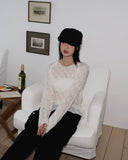 Daen Alpaca Wool Punching Frill Strap Knit