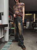 Western wide double knee denim