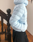 Turnle String Hooded Nylon Lightweight Short Padding Jumper