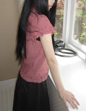 Delda check short-sleeve blouse