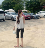 Luxury One Ribbon Strap Halter Neck A-Line Sleeveless Blouse