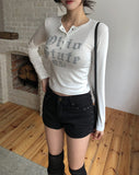 State Crack Lettering Button Long Sleeve