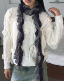 Becken Double Color Matching Frill Twist Knit Muffler