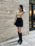 Modenin Gold Button Half-Neck Knit