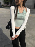 Condi Fake Layered Lace Halter Sleeveless Top
