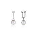 H Edition Silver (W) H Pearl One-Touch Earrings