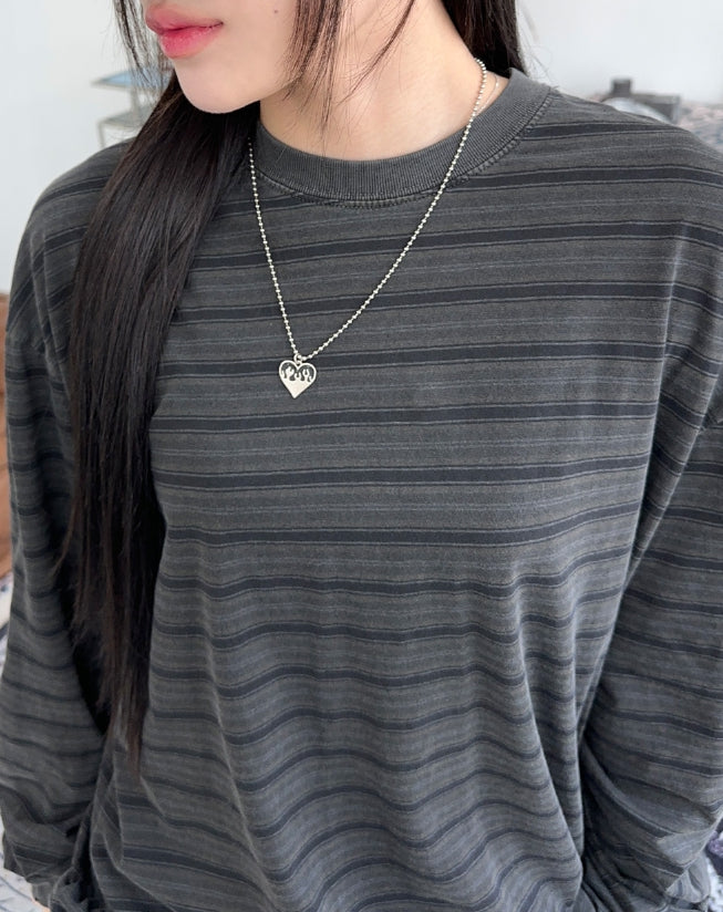 【SATIIIZ】Kand Pigment Stripe T-shirt SATIIIZ (サティーズ) - カンドピグメントボーダーTシャツ