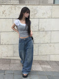 Liam Washed Denim Long Wide Pants