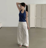 Cooling Summer Cut Tencel Banding Long Wide Cotton Pants