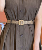 Vet Collar Shirt Sleeveless One Piece (Belt Set)