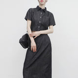 Miffa denim cropped shirt + long skirt set