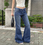 Slim Low-Rise Lightweight Semi Long Bootcut Denim Pants