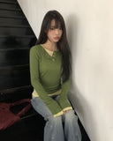 Tenre Layered Tencel Button Long Sleeve T-shirt
