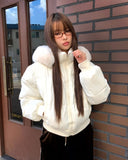 Search Fur Hooded Shibori Short Padding