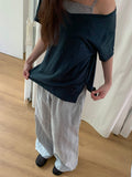 Haboil Loose Fit V-Neck Slub Short Sleeve Tee