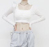 Eoneg Neck Crop Ribbed Cardigan