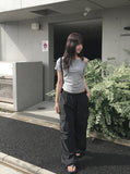 Ashe Nylon Pintuck String Banding Wide Pants