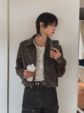 Snug Vintage Cropped Leather Jacket