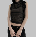 Hankle see-through knot sleeveless