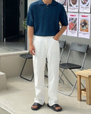 Non-fade White Wide Denim Pants