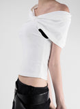 Wrinkle Cross Up Off Shoulder T