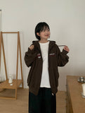 Cohidden Embroidery Printing Two-Way Over Hood Zip-Up