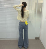 Banding Span Loose Bootcut Fit Denim Pants