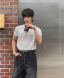 Cross Stud Ribbed Short Sleeve T-shirt