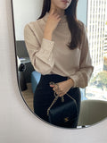 Grash Half Neck Drape Blouse