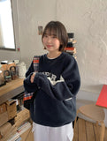 [unisex] Kiruko String Fleece Color Matching Lettering Sweatshirt