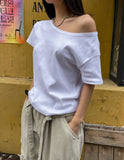 [U-BASIC] Summer Daily Boat Neck Loose Short Sleeve